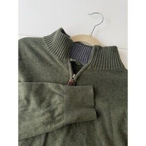 Men’s Eddie Bauer Green 1/4 Zip Pullover Sweater Size L cotton cashmere blend